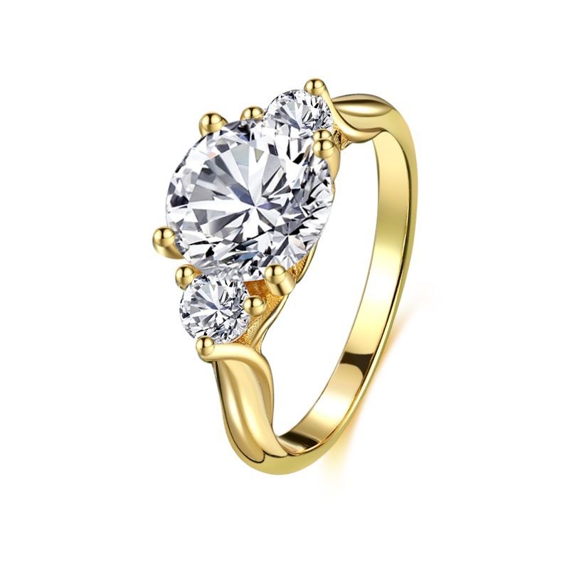 Anello da sposa rotondo in argento placcato oro con zirconi, regalo di San Valentino_voghion.com