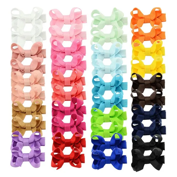 20 paari miniatuurseid täielikult mähitud turvaklambreid 2,2-tollistest täisteraviljast lipsudest väikestele tüdrukutele, hulgimüügist juukseaksessuaarid_voghion.com