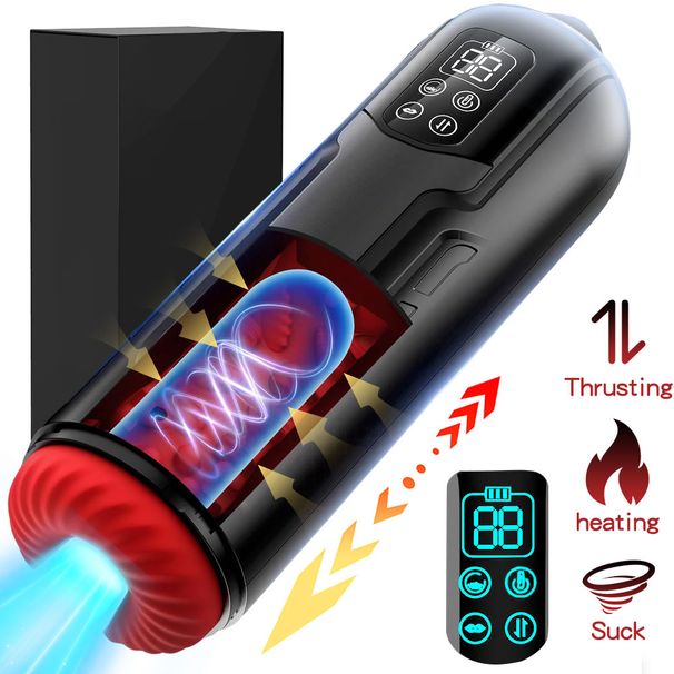 Masturbatore maschile automatico TD con 9 modalità di suzione, spinta, vibrazione, riscaldamento, macchina Blowiob, display LCD,_voghion.com