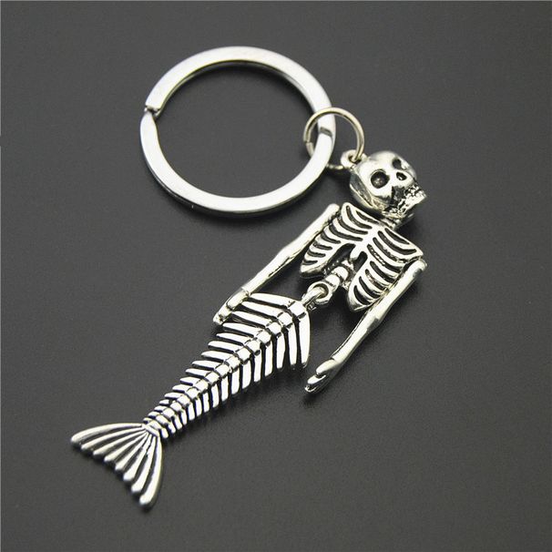 Mermaid Bone Skeleton Alternative Creative Halloween Keychain Keyring Pendant_voghion.com