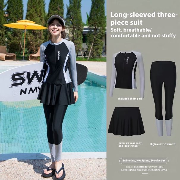 Two-Piece Swimsuit For Women, Sleeve Long Pants, Sun Protection, 2025 New Slimming Hot Spring Swimwear, Jellyfish Suit,_voghion.com