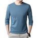 Men's T-Shirt 100% Combed Cotton Spring And Autumn New Long Sleeved Solid Color Hoodie Round Neck Pullover Fashionable_voghion.com