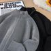 Men's Clothing Sweater Lazy Style Knit Cardigan - Oversized Casual Sweater With Semi-Turtle Neck, Trendy Fall Winter Pullover (Grey, Black)_voghion.com