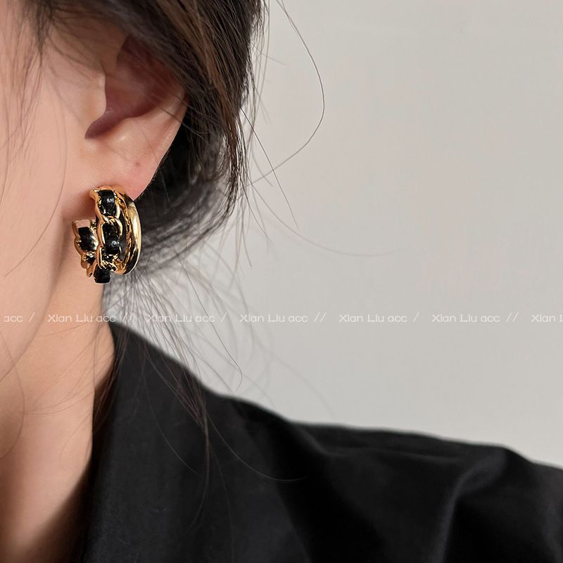 Design di nicchia piccolo, temperamento mondano di alta gamma per autunno e inverno, piccolo stile di fragranza, cerchio orecchio francese,_voghion.com