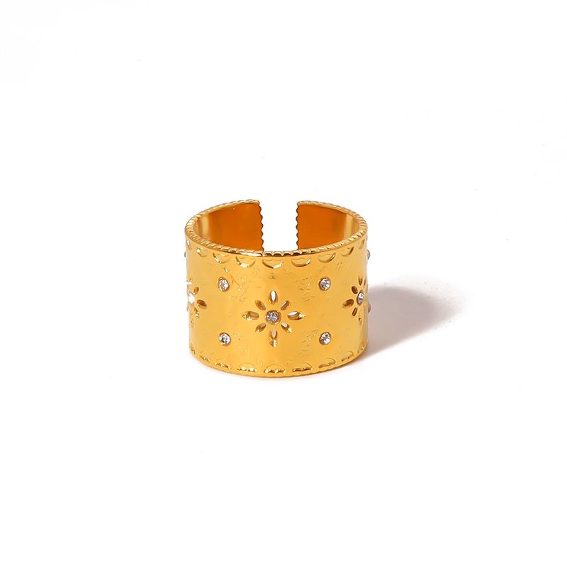 Bague creuse en acier titane pour femme, bijou de style palais rétro français, sculptée, résistante à la décoloration, haut de gamme_voghion.com