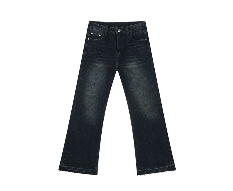 EF JEANS | 2025 Spring New Korean Version Of Micro-pull Retro Blue Slim And Thin Vibe Denim Casual Trousers_voghion.com