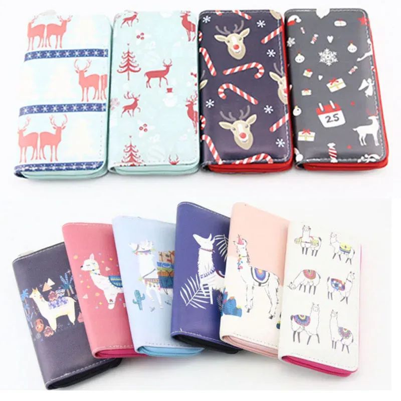 Baby Christmas elk Alpaca Print Coin Purse cartoon Xmas deer Alpacasso children wallet 12 styles women Hand bags C5223_voghion.com