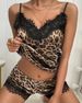 Women's Sleepwears Eyelash Lace Decoration Polka Dot Print Satin Suspender Pajamas Set Leisure Home Clothes_voghion.com
