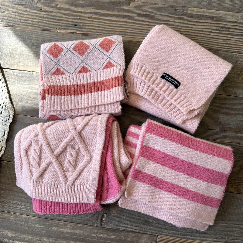 Écharpes pour enfants fille rose douce princesse vent étendu écharpe chaude hiver hiver écharpe d'hiver_voghion.com