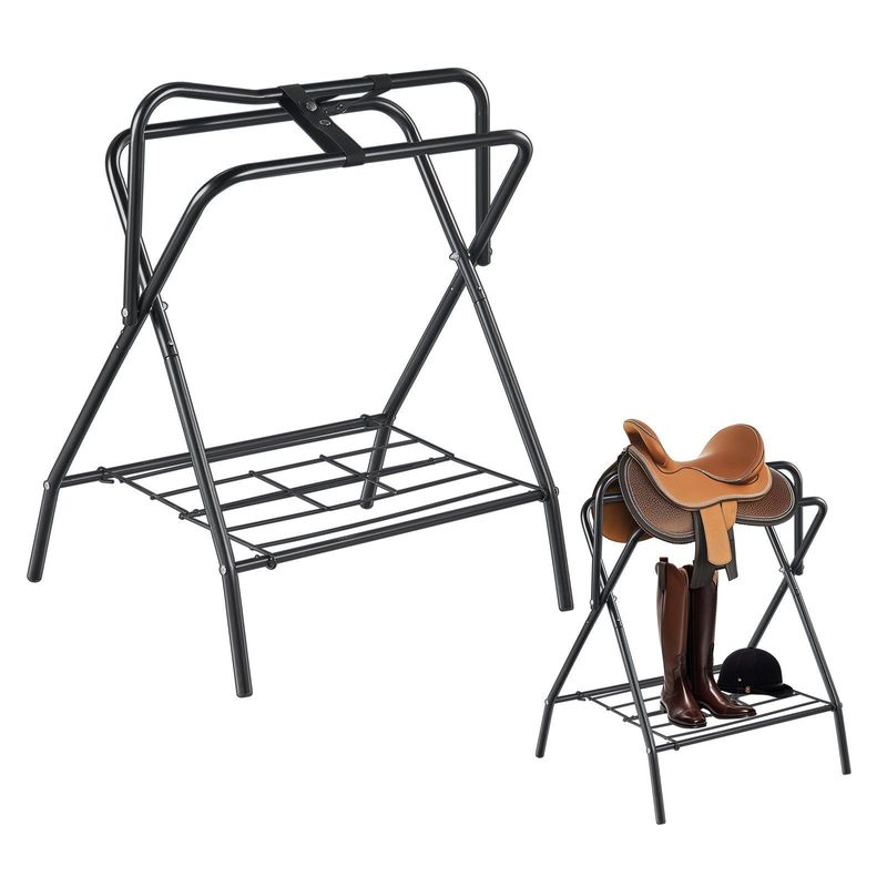 VEVOR Folding Saddle Rack Freestanding Horse Saddle Stand For English Saddle_voghion.com