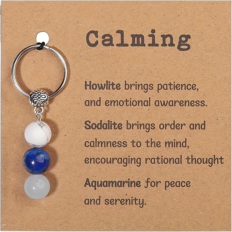 Natural Crystals Keychain Gift For New Beginnings, Small Healing Stones Keychain For Anxiety Relief. Healing Crystals_voghion.com