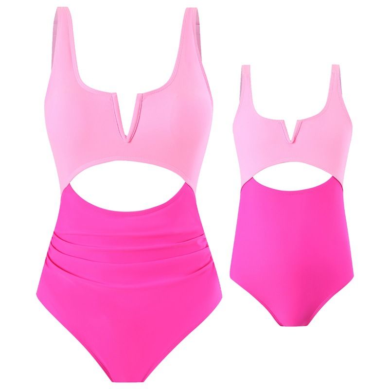 Costum de baie dintr-o singură piesă pentru femei, din nailon, în culori asortate, pentru părinți și copii, pentru adulți și copii, pentru mamă și copii_voghion.com