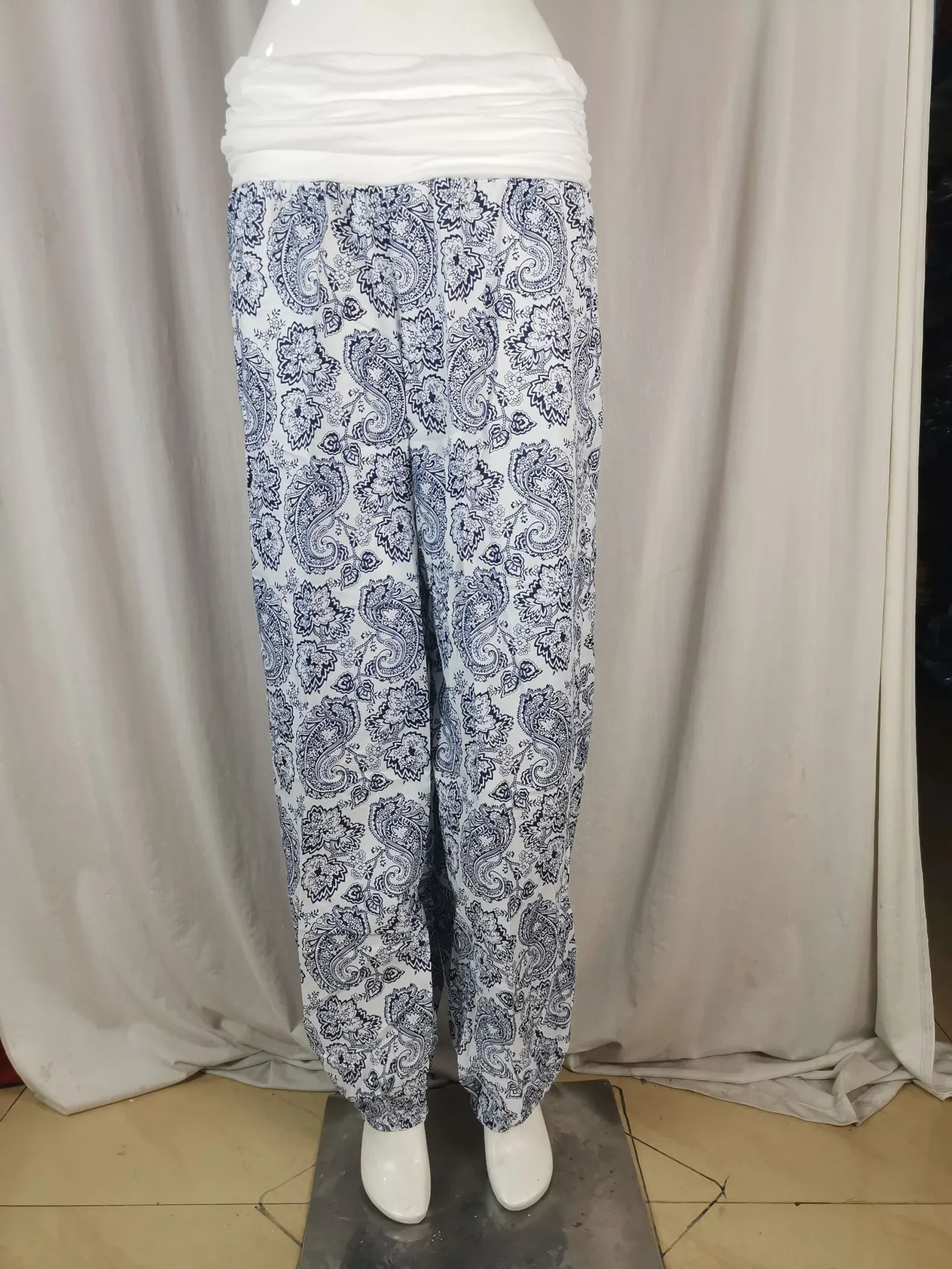 Women's Clothing Digital Printing Long Wide Leg Pants Casual Pants Harem Pants_voghion.com