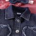 Kinderkleidung Sommeranzug für Kleinkinder, Mädchen, Jeans, kurze Jacke, Hosenträger, Netzstoff, Tüllrock_voghion.com
