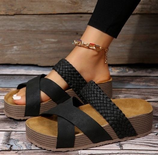 Large Size Women's Shoes Fashionable Beach Thick-soled Women's Slippers Casual Wedge Heels Women's Shoes Trend_voghion.com