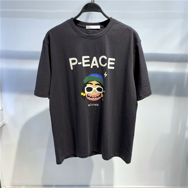 Vêtements pour hommes T-shirt été dessin animé à la mode imprimé à manches courtes mode jeunesse version ample couple T-shirt B2DAB2360_voghion.com