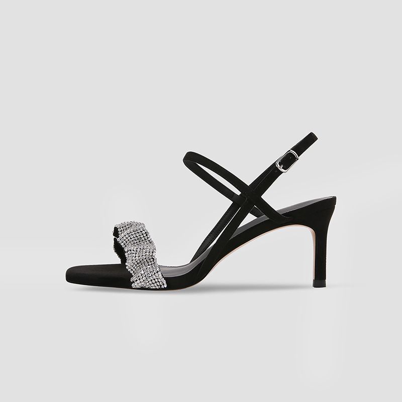 Neue Sandalen mit Halbedelsteinen für den Frühling, Hochzeitsschuhe mit hohen Absätzen aus Leder und quadratischem Absatz._voghion.com