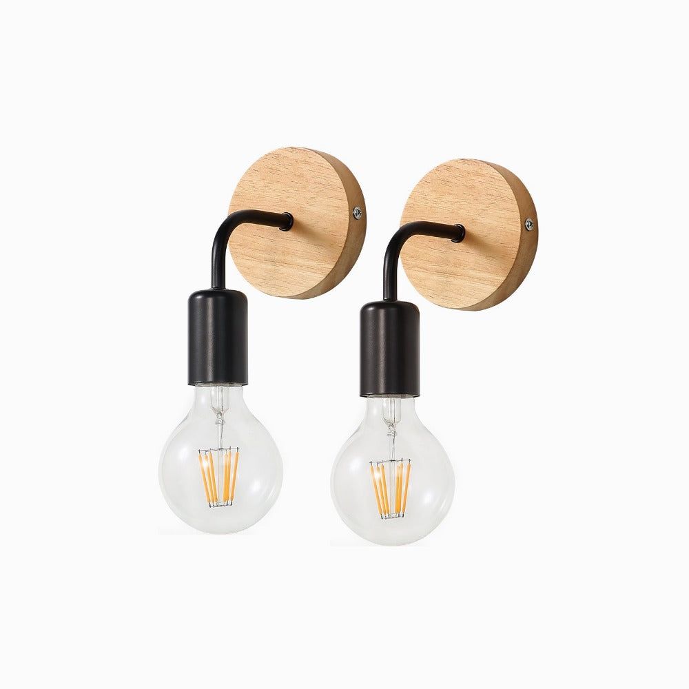 GOECO Holz Wandleuchte Holzfarbe 10*10*14cm E27 Ohne Lichtquelle 220V 2er Pack_voghion.com