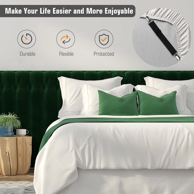 8-Pack Sheet Straps - Adjustable Bed Clips_voghion.com