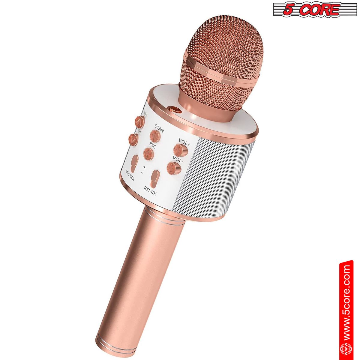 5 Core Bluetooth Wireless Karaoke Microphone All-in-One Portable Handheld Mic with Speaker Recorder Microfono Inalambrico - WM SPK Copper_voghion.com