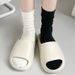 Chaussettes post-partum, mi-mollet en pur coton pour hommes et femmes, fines et tendance, style été, chaussettes unies noires et blanches_voghion.com