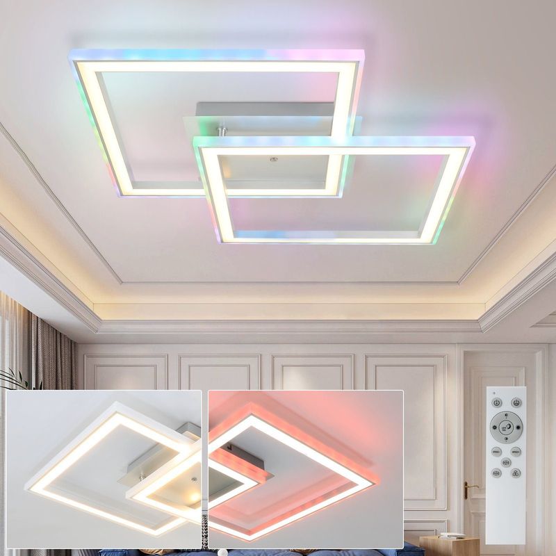 Deckenlampe LED Deckenleuchte Dimmbar - RGB Farbwechsel Wohnzimmerlampe Moderne Flurlampe Mit Fernbedienung 35W Küche Deckenbeleuchtung Schwenkbar_voghion.com
