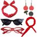 Halloween Party Cosplay Retro 1950s Dress Up Polka Dot Earrings Earrings Headband Set_voghion.com