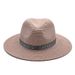 Sıcak Satış 2024 Yeni Panama Sert Üst Şekilli Hasır Yaz Kadın/Erkek Geniş Kenarlı Plaj Güneş Şapkası UV Korumalı Fedora Düğün Şapkası_voghion.com