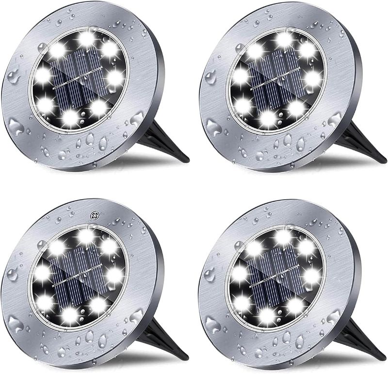 Lumini solare de grădină impermeabile, lumini luminoase îngropate pentru grădină exterioară, impermeabile, îmbunătățite, lumini de peisaj pentru alee, curte, terasă, gazon, terasă, alee_voghion.com
