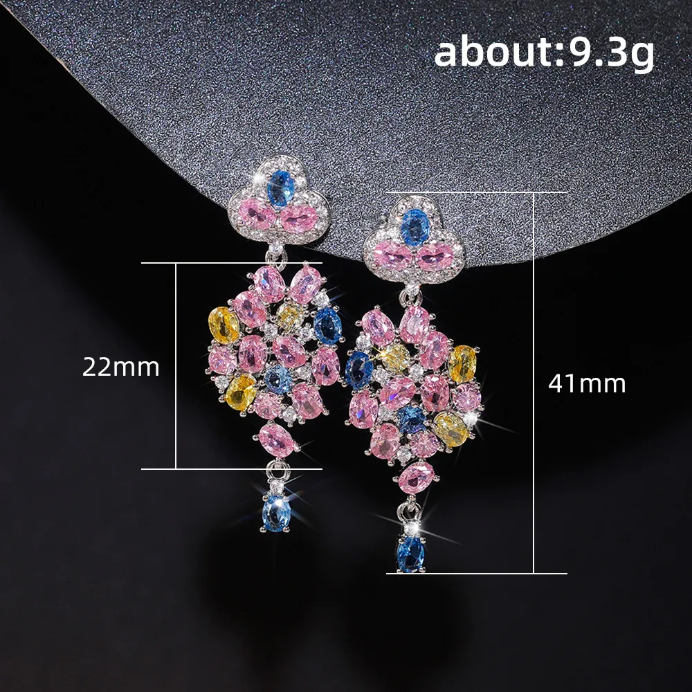 Tempérament de Cao Shi Boucles d'oreilles en fleur de zircon coloré Boucles d'oreilles en fleur de camélia tridimensionnelles exquises Nouveau produit_voghion.com