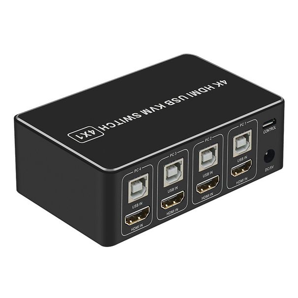 4K HDMI KVM Anahtarı 4 Port USB KVM HDMI Anahtarı 4x1 4kX2K/60HZ HDCP 2.2 Masaüstü denetleyicisi ile PC dizüstü bilgisayar Windows ve Mac'ler için_voghion.com