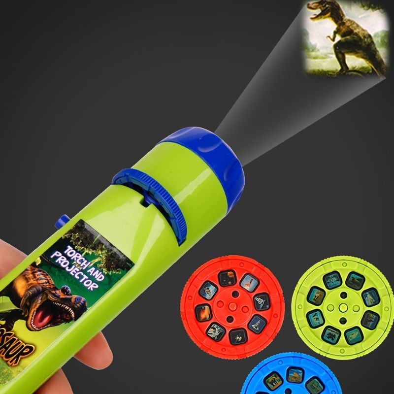 Projection Flashlight; Children Projector Light; Cute Cartoon Dinosaur Animal Space Night Photo Light; Bedtime Learning Fun Toys_voghion.com