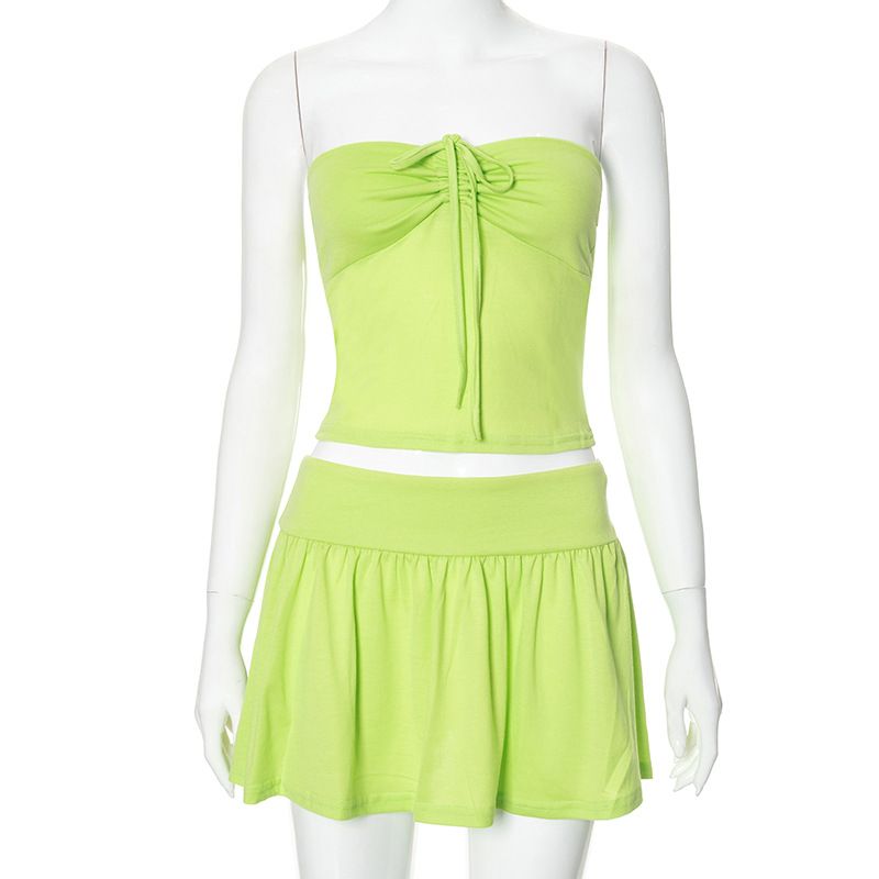 Women's clothing sleeveless pleated top hot girl skirt suit _voghion.com