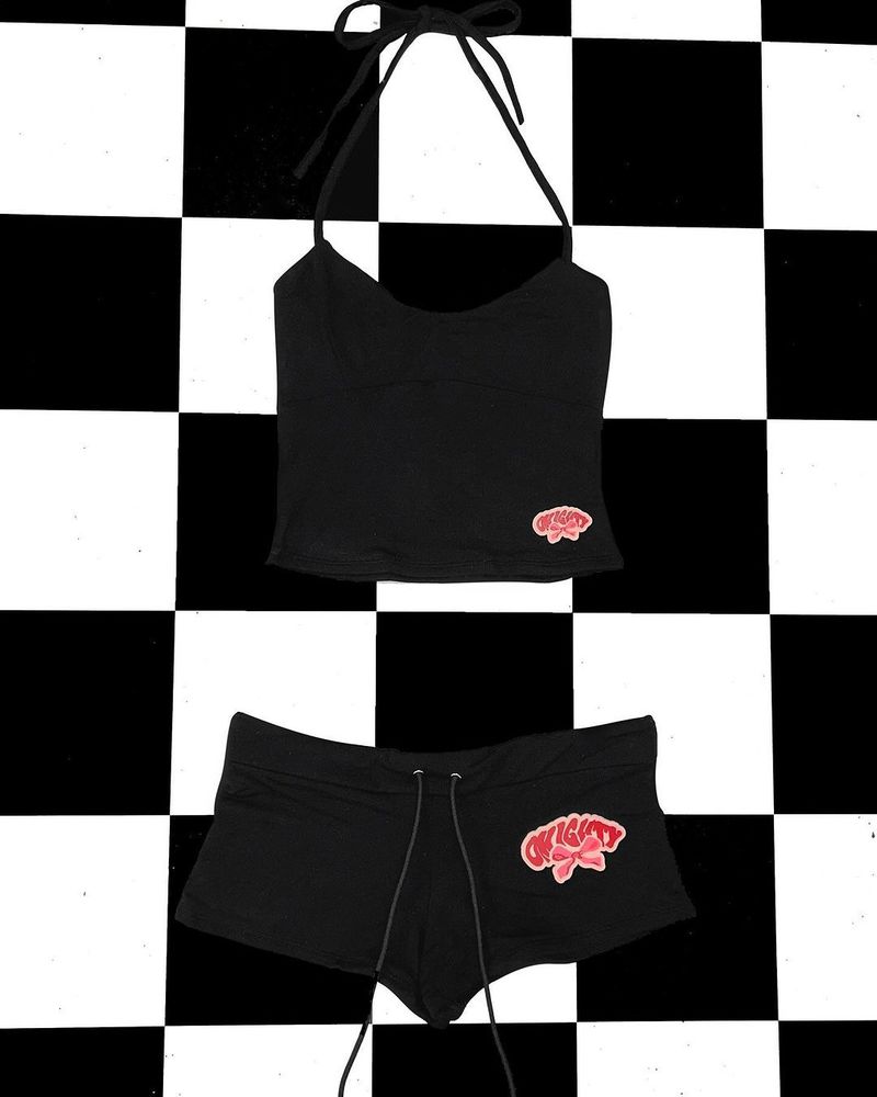Dameskleding Sexy Hot Girl Beach Camisole Vest Amerikaanse Elastische Shorts Tweedelig Kleur Matching_voghion.com