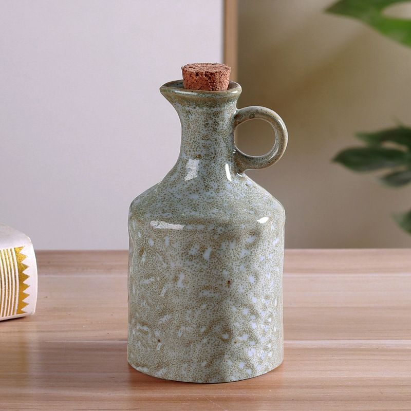 Pentola per olio speciale senza olio, pentola per salsa e aceto per uso domestico, creativa, con struttura impastata a mano, coperchio per bottiglia di olio in ceramica a prova di perdite_voghion.com