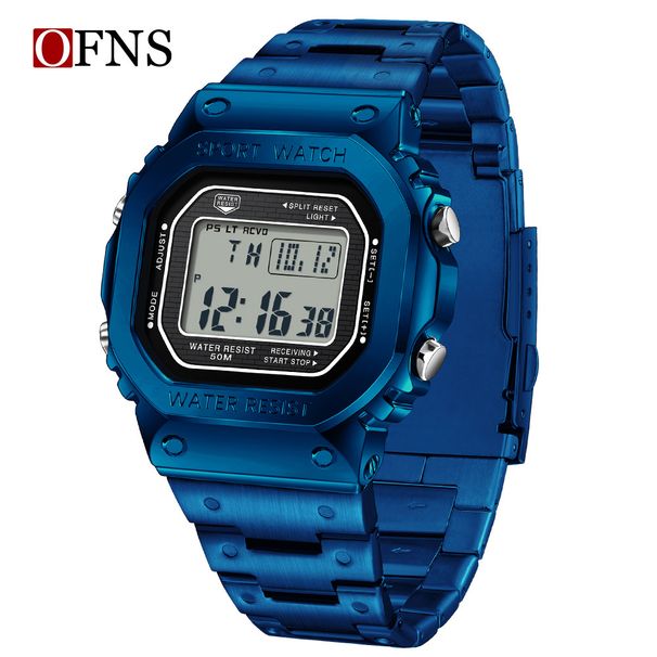 Sleek Square Digital Watch With LED Backlight – 50M Waterproof, Multifunctional & Durable For Men Sports Waterproof Swimming Watch_voghion.com
