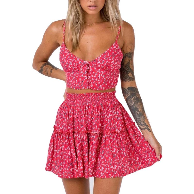 Robe deux pièces à bretelles pour femme, dos nu, costume sexy_voghion.com