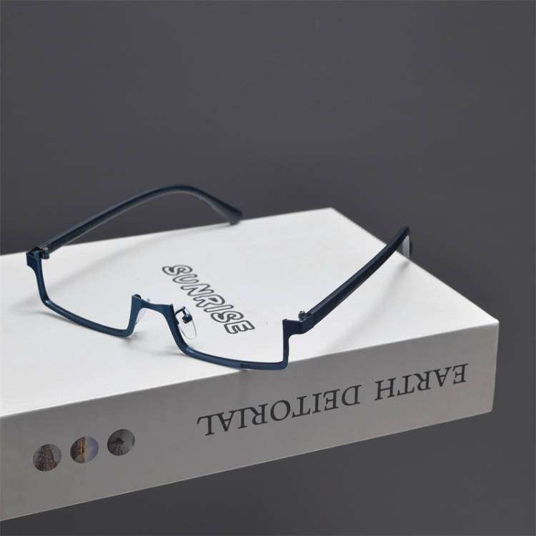 Metallunterer Halbrahmen Diamantbesetzte dekorative Brille Damen Ins High-End-Sonnenbrille Tide_voghion.com