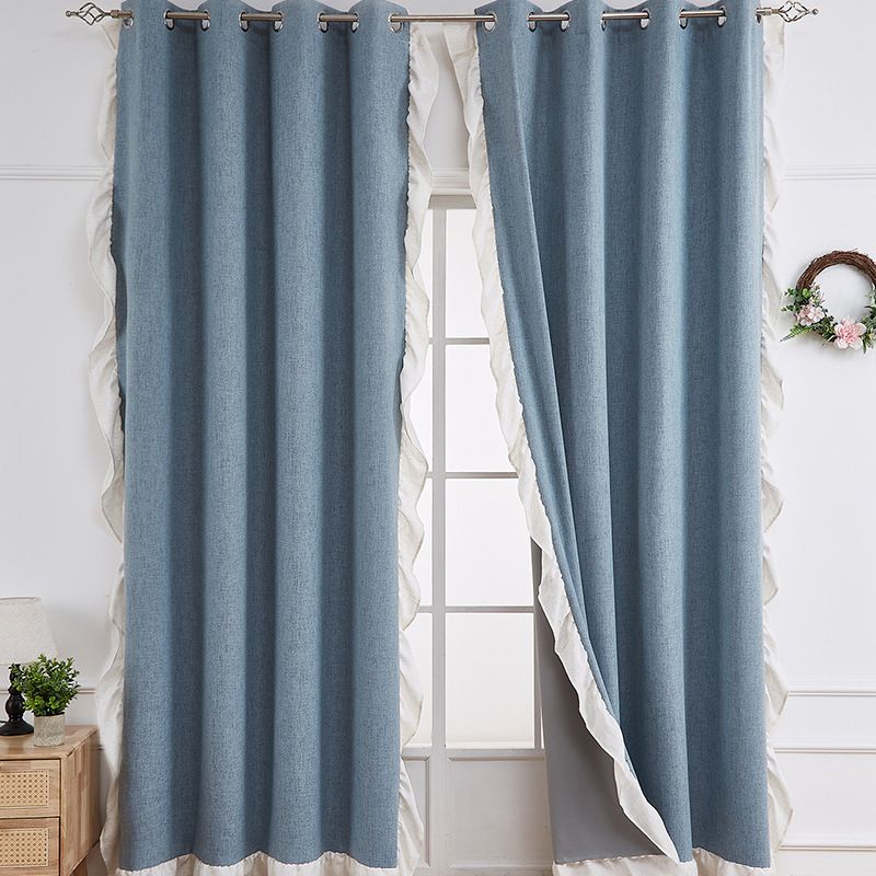 Heavyweight Linen Blackout Curtains With Printed Patterns – Light Gray, Beige, Blue & More, 52"x63"/84"/95" For Living Room & Bedroom​_voghion.com