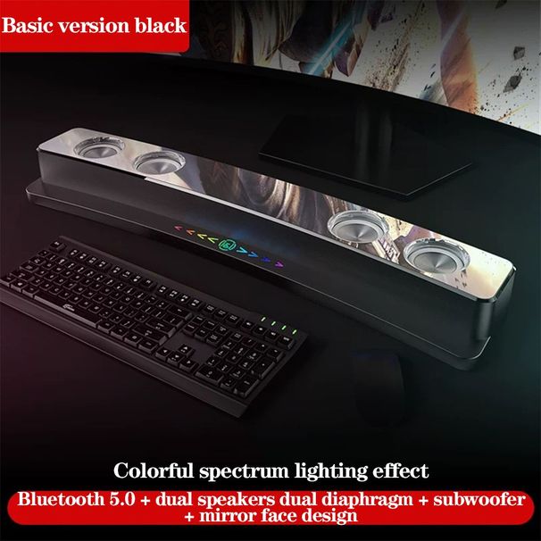 3600mAh Bluetooth Wireless Game Speaker Soundbar USB 3D Stereo Subwoofer AUX FM Home Clock Indoor Sound Bar Computer Loudspeaker_voghion.com
