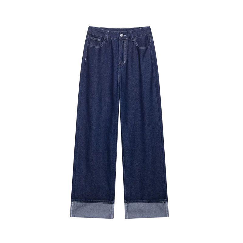 Women's Denim Jacket & Wide Leg Pants Set – Stylish Streetwear Outfit With Zip-Up Collar & Button Closure​_voghion.com
