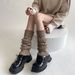 Calcetines con dobladillo retorcido para mujer con etiqueta, calentadores de piernas estilo coreano de jefa, calcetines de lana hasta la pantorrilla y hasta la rodilla._voghion.com