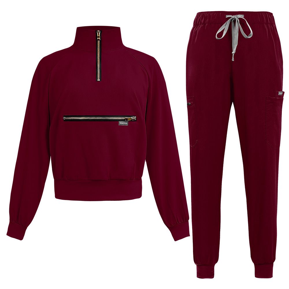 Dammekleeder Standkragen Laangärmlech Wäschkleeder Infirmièreuniform Héichqualitativ Multifaarweg Hosen Dokter Spidol Aarbechtskleeder_voghion.com