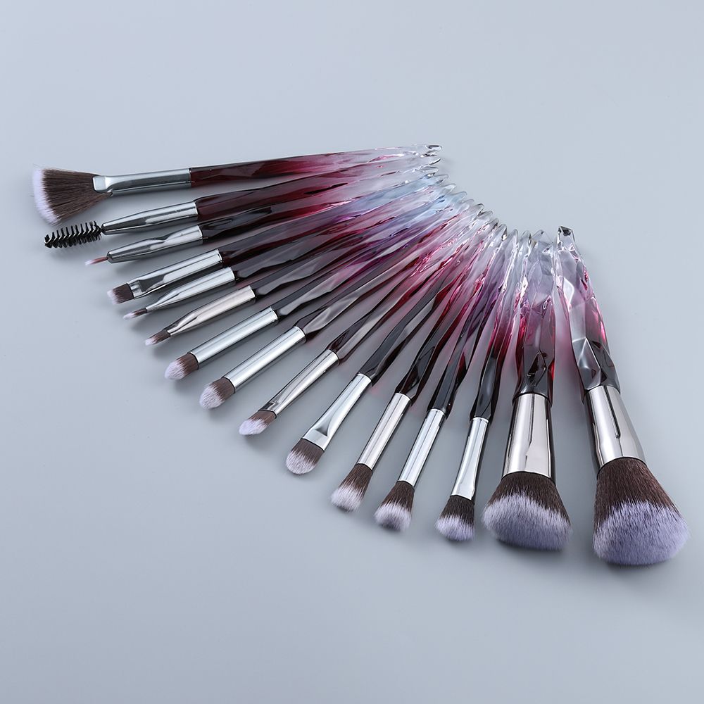 15 sztuk zestaw pędzli do makijażu, kosmetyki, puder, cień do powiek, podkład, róż, mieszanie, kryształowy pędzel do makijażu_voghion.com