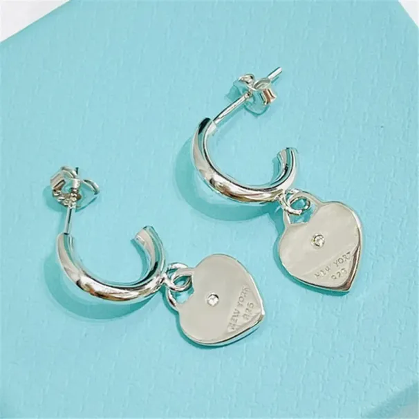 Damen Designer für Damen Designer Herz Silber Modeschmuck Dia Ohrringe Liebhaber Ohrstecker_voghion.com
