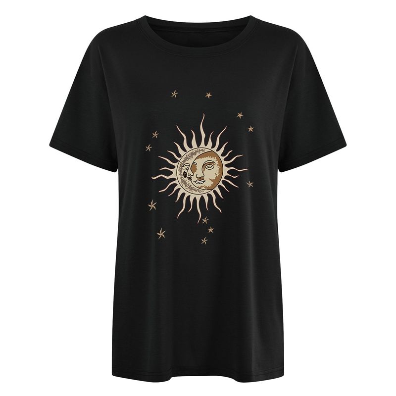 Round neck printed casual short-sleeved T-shirt_voghion.com