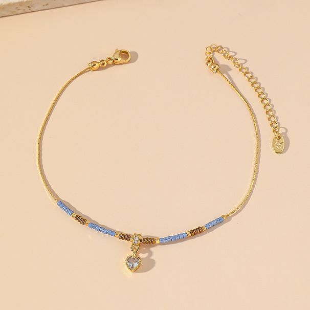 Bracelet de cheville en acier titane, exquis, haut de gamme, léger, luxueux, simple, polyvalent, élégant, pendentif en forme de cœur, bijoux pour les pieds_voghion.com