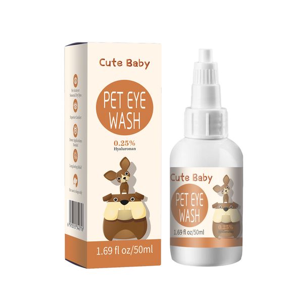 Pet Eye Drop Solution & Wash Water 50ml - Propper Tréinen & Flecken Fir Hënn & Kazen an Déierebutteker_voghion.com