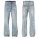 Vintage gewassen lichtblauwe Bowie-jeans voor heren - Cleanfit High Street Slim Straight Bootcut Denim-broek_voghion.com