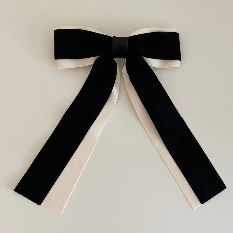 Princess French Ballet Velvet Bow Rear Head Top Clip Women's Hair Accessories Travel Hairpin_voghion.com